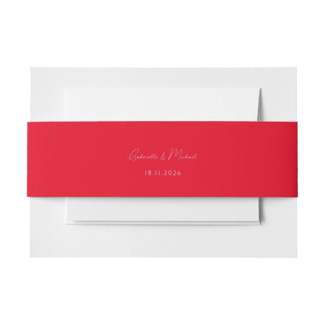 Cintas Para Invitaciones Boda Simple Elegante Chic Rojo Cereza (Anverso Ejemplo)