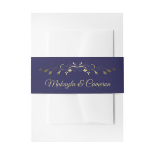 Cintas Para Invitaciones Boda simple elegante de borde floral de oro y mari