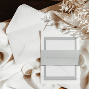 Cintas Para Invitaciones Boda Simple Elegante Minimalista Polvo Azul
