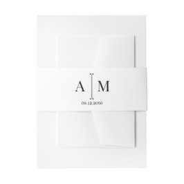 Cintas Para Invitaciones Boda Simple Minimalista Monograma Blanco Negro