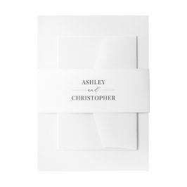 Cintas Para Invitaciones Boda Simple Moderna en Blanco y Negro