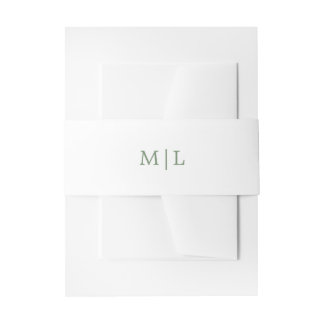 Cintas Para Invitaciones Boda Simple Monograma Verde y Blanco
