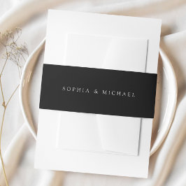 Cintas Para Invitaciones Boda Simple Negra