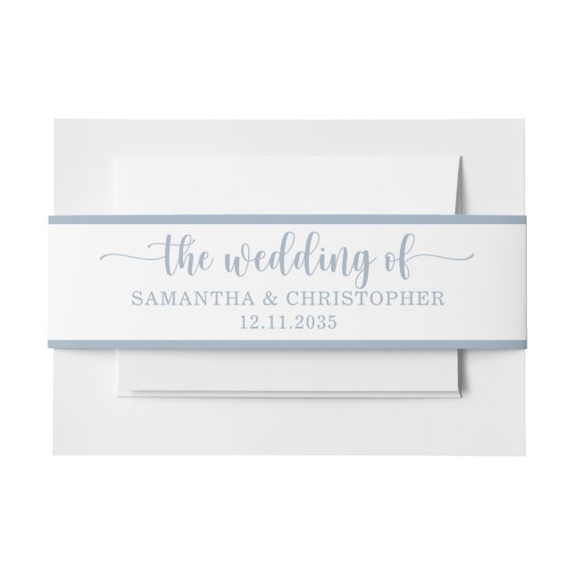 Cintas Para Invitaciones Boda Simple Polvo Azul de  (Anverso Ejemplo)