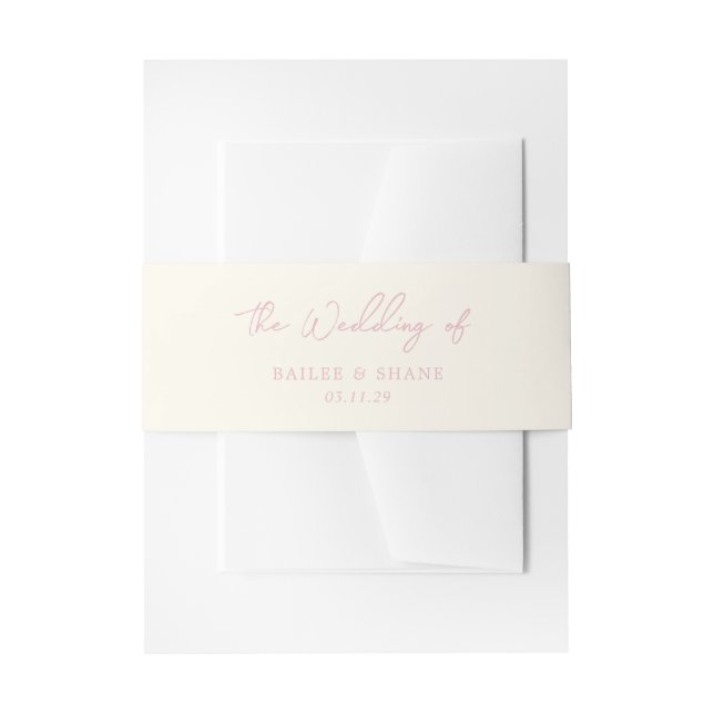Cintas Para Invitaciones Boda Simple Rosa Moderna (Anverso Ejemplo)