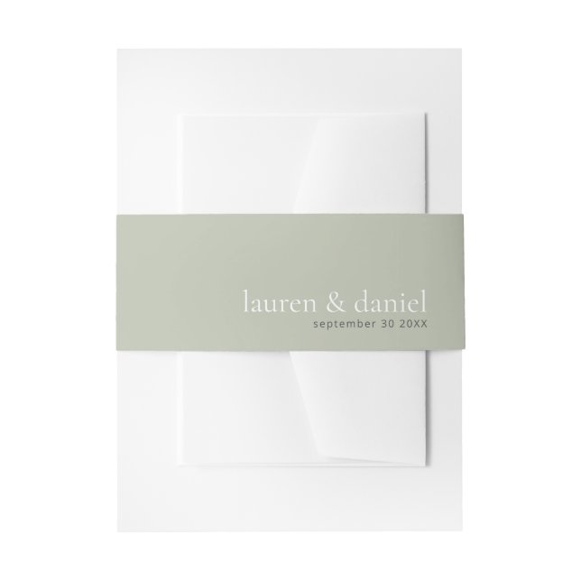 Cintas Para Invitaciones Boda Simple Sage Green Names (Anverso Ejemplo)