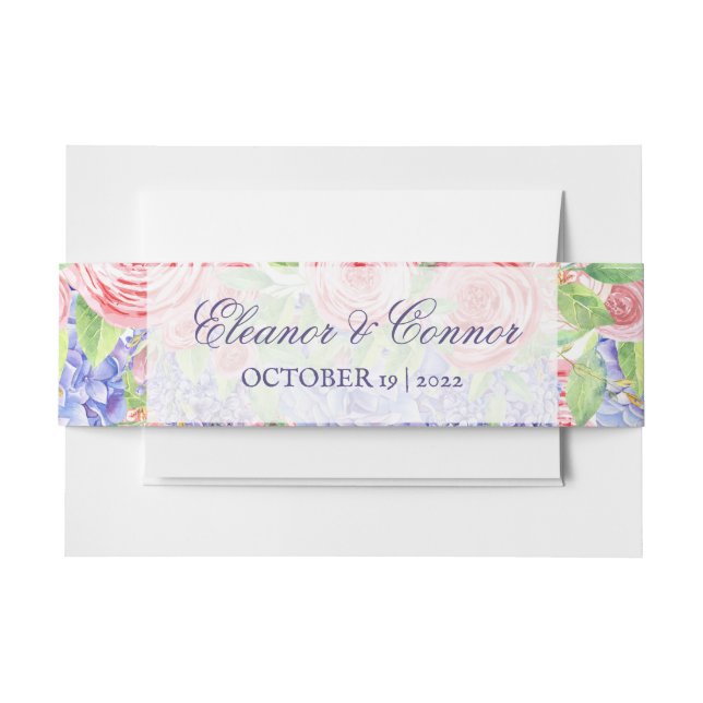 Cintas Para Invitaciones Boda Sofisticada de Lilas y Peonías (Anverso Ejemplo)