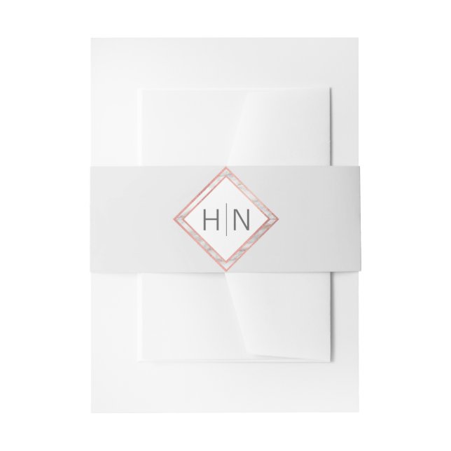 Cintas Para Invitaciones Boda subió monograma personalizada del mármol del (Anverso Ejemplo)