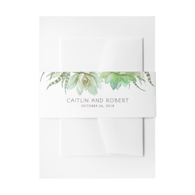 Cintas Para Invitaciones Boda Succulent (Anverso Ejemplo)