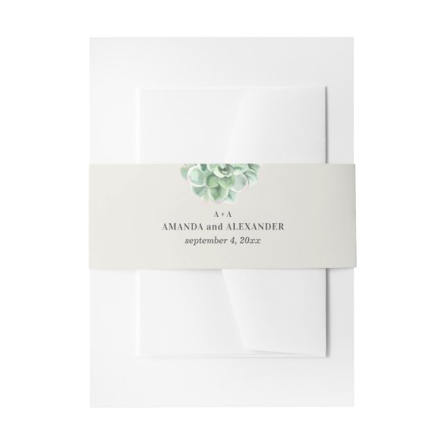 Cintas Para Invitaciones Boda suculento acuarela. Cactus floral (Anverso Ejemplo)