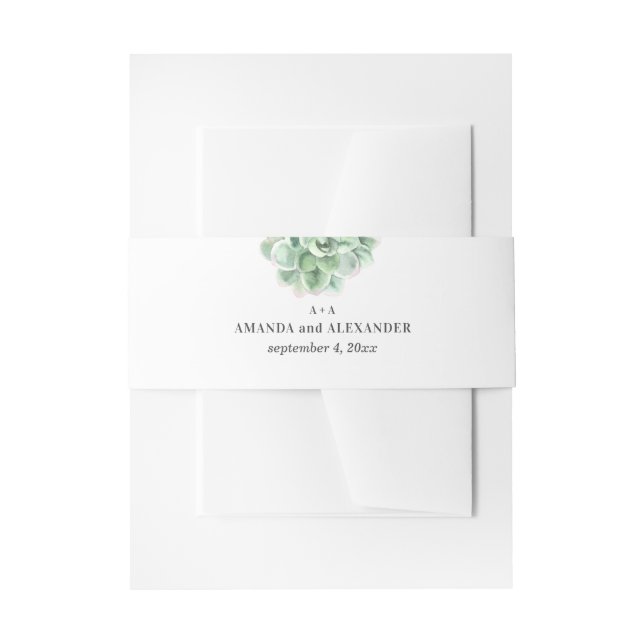 Cintas Para Invitaciones Boda suculento acuarela. Cactus verdes (Anverso Ejemplo)
