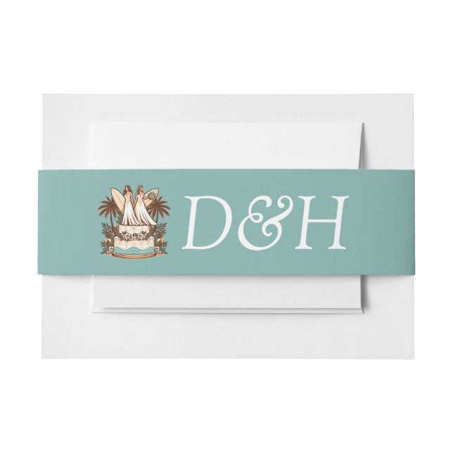 Cintas Para Invitaciones Boda Surf Brides (Anverso Ejemplo)