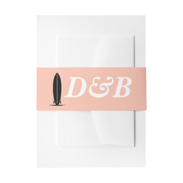 Cintas Para Invitaciones Boda Surf Couple (Anverso Ejemplo)