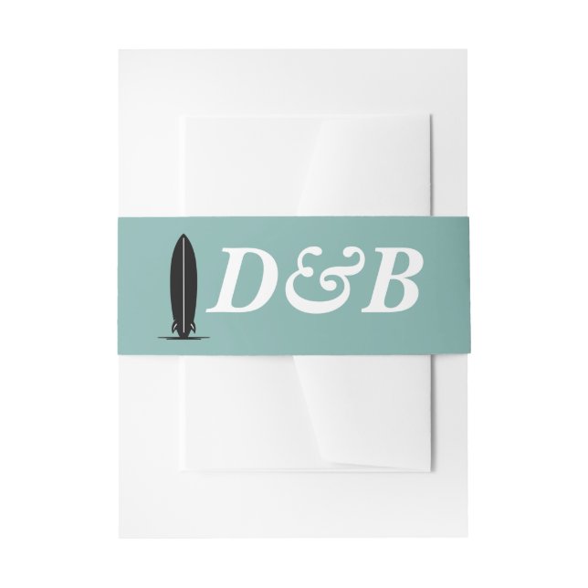Cintas Para Invitaciones Boda Surf Couple (Anverso Ejemplo)