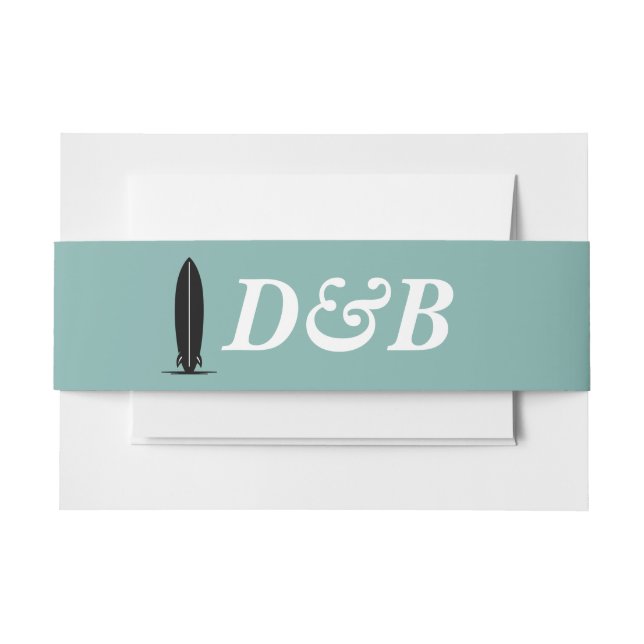 Cintas Para Invitaciones Boda Surf Couple (Anverso Ejemplo)