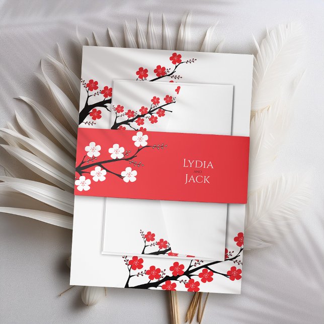 Cintas Para Invitaciones Boda Temático de la Flora de Cerezo Rojo (Subido por el creador)