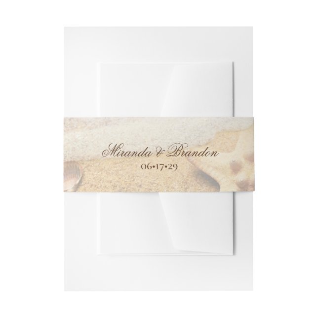 Cintas Para Invitaciones Boda Tropical Beach Starfish (Anverso Ejemplo)