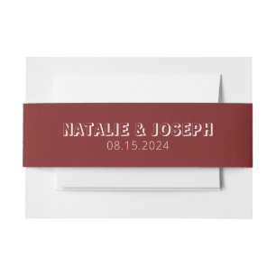 Cintas Para Invitaciones Boda Única Retro Crema Burgundy Moderna