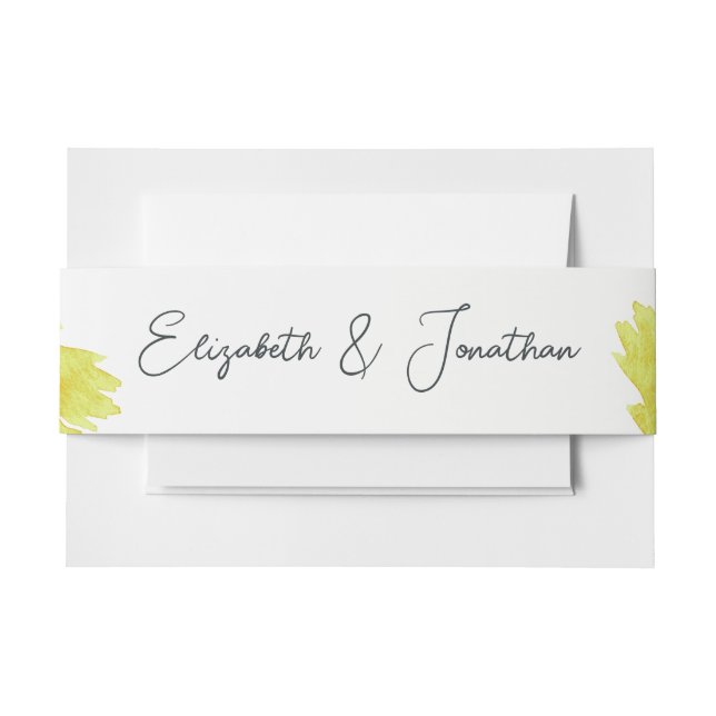 Cintas Para Invitaciones Boda único de arte acuático con abstracto amarillo (Anverso Ejemplo)