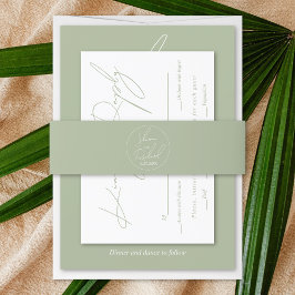 Cintas Para Invitaciones Boda verde de la caligrafía del guión moderno