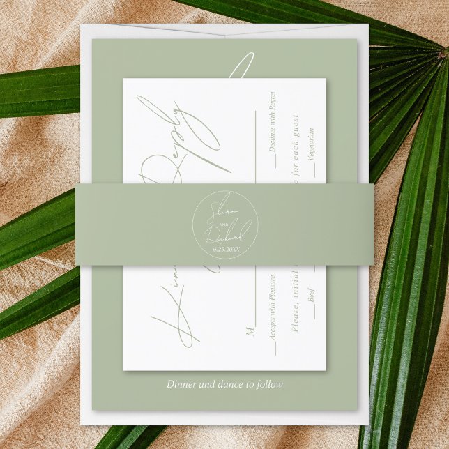 Cintas Para Invitaciones Boda verde de la caligrafía del guión moderno (Subido por el creador)