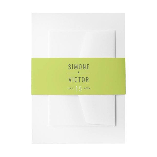 Cintas Para Invitaciones Boda verde de limón moderno (Anverso Ejemplo)