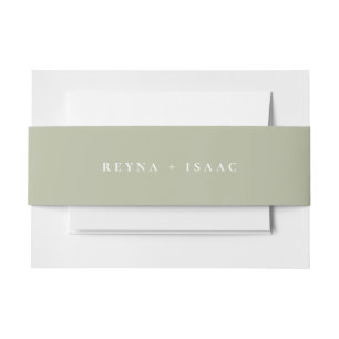 Cintas Para Invitaciones Boda verde de niebla de oliva sólida