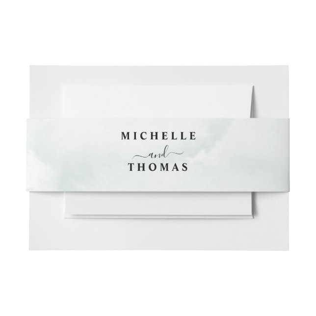 Cintas Para Invitaciones Boda verde de salvia acuarela (Anverso Ejemplo)