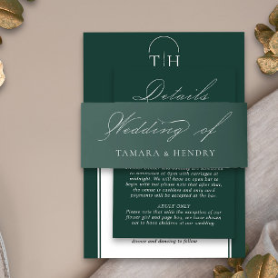 Cintas Para Invitaciones Boda verde esmeralda caligrafía elegante