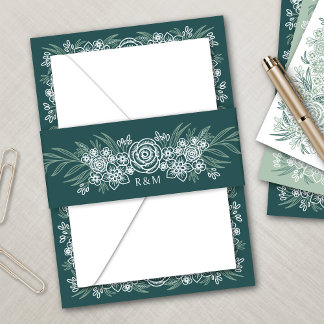 Cintas Para Invitaciones Boda verde esmeralda de mint. de salvia floral bot