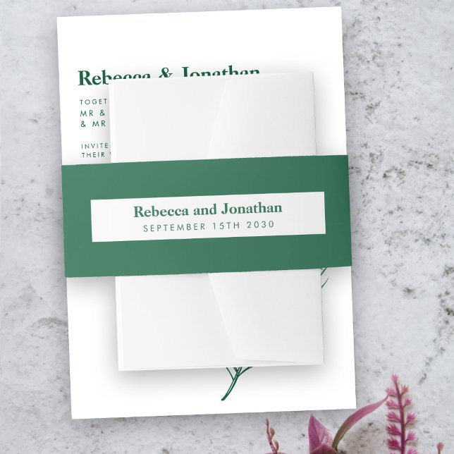 Cintas Para Invitaciones Boda verde esmeralda mínimo (Subido por el creador)