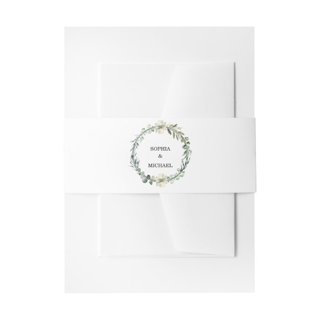 Cintas Para Invitaciones Boda Verde Eucalipto (Anverso Ejemplo)