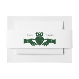 Cintas Para Invitaciones Boda verde gráfico simple del anillo del claddagh 