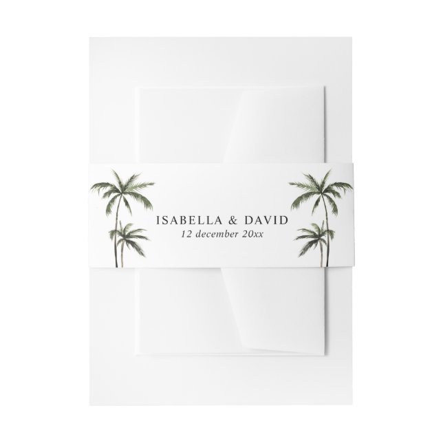 Cintas Para Invitaciones Boda verde mínimo tropical del árbol de palmas (Anverso Ejemplo)