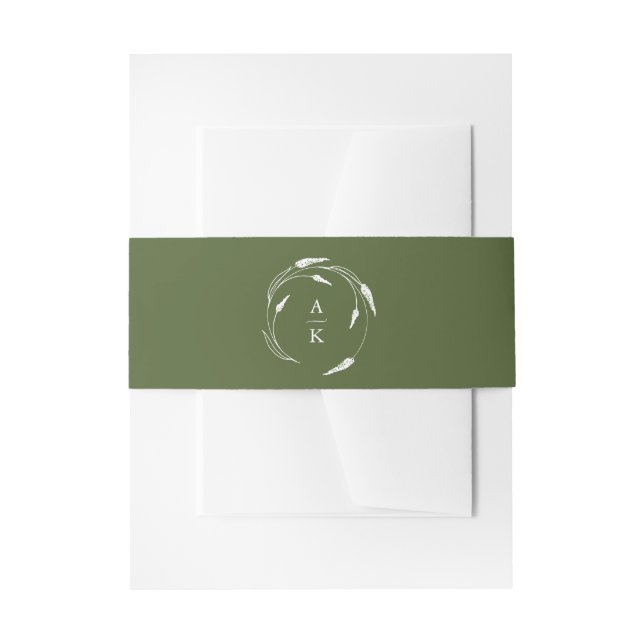 Cintas Para Invitaciones Boda Verde Monograma (Anverso Ejemplo)