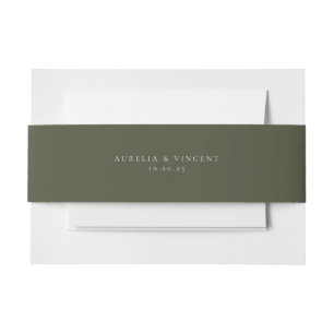 Cintas Para Invitaciones Boda verde oliva sólida
