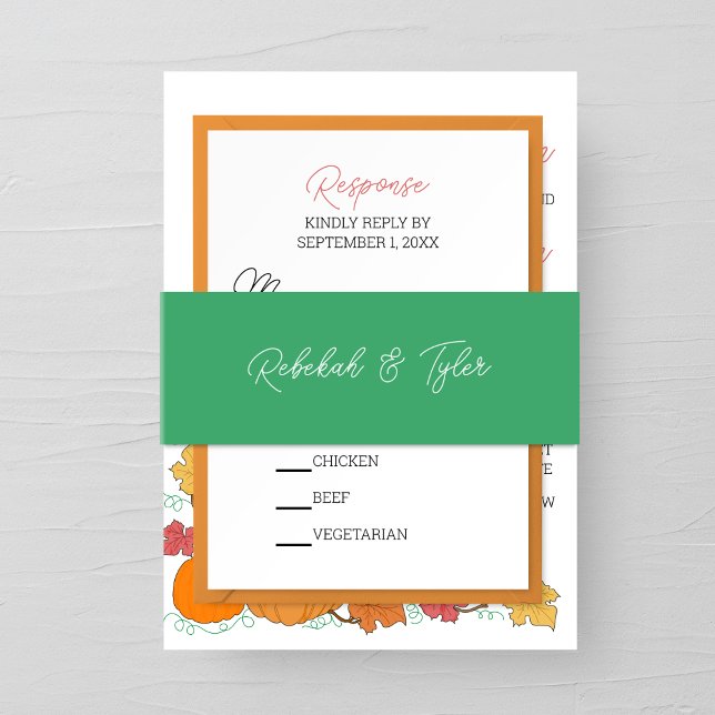 Cintas Para Invitaciones Boda verde otoñal de acuarela (Subido por el creador)