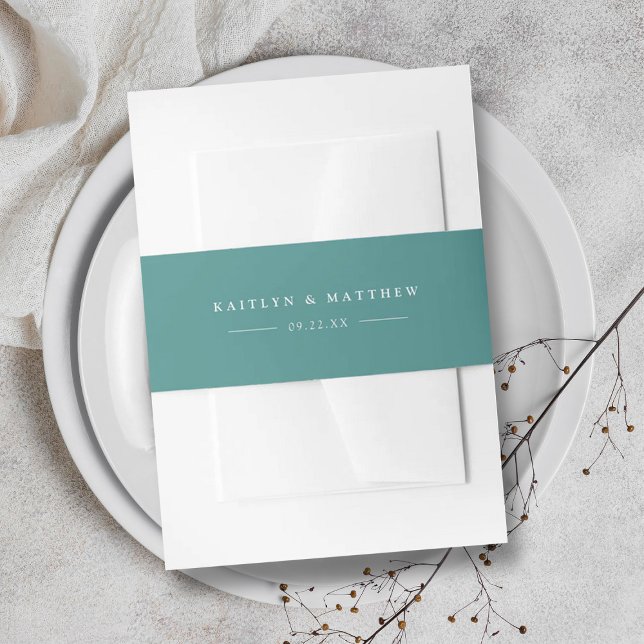 Cintas Para Invitaciones Boda verde Verde azulado simple y moderno (Subido por el creador)