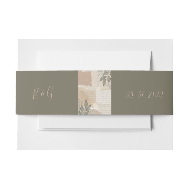 Cintas Para Invitaciones boda vintage boho moda verde (Anverso Ejemplo)