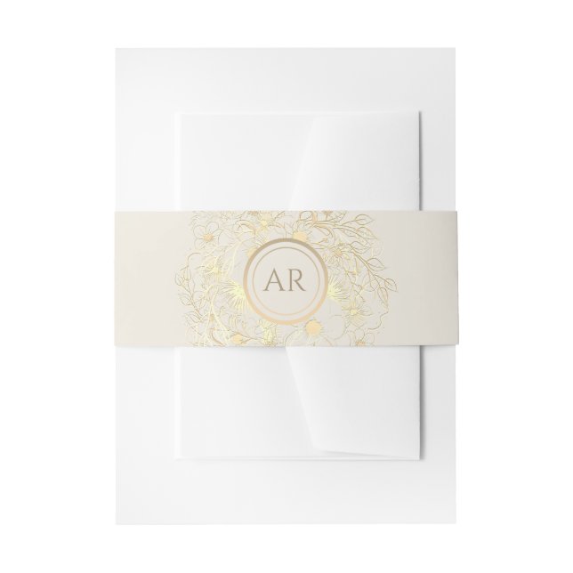 Cintas Para Invitaciones Boda Vintage Elegante Gold (Anverso Ejemplo)