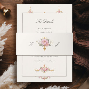 Cintas Para Invitaciones Boda Vintage Jardín Francés Château Rosa Claro
