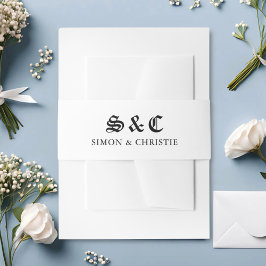 Cintas Para Invitaciones Boda Vintage Retro Minimalista en Blanco y Negro