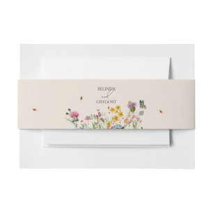 Cintas Para Invitaciones Boda Watercolor Wildflower Garden & Insecs