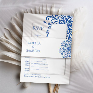 Cintas Para Invitaciones Boda Whimsical Blue Flourish