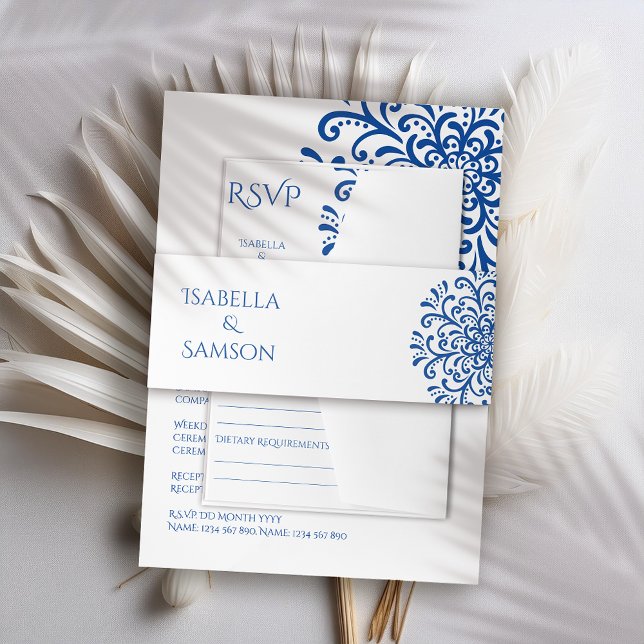Cintas Para Invitaciones Boda Whimsical Blue Flourish (Subido por el creador)