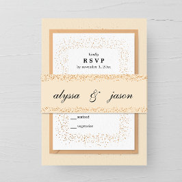 Cintas Para Invitaciones Bodas con Estallidos de Confeti de Bronce y Champá