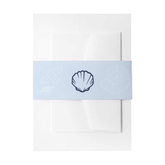 Cintas Para Invitaciones Bodas de conchas azules costeras (Anverso Ejemplo)