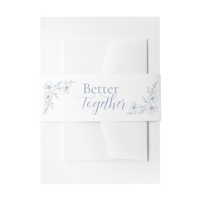 Cintas Para Invitaciones Bodas de Flores Azules Felices  (Anverso Ejemplo)