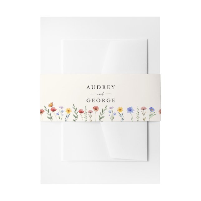 Cintas Para Invitaciones Bodas de flores silvestres vibrantes (Anverso Ejemplo)