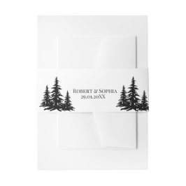 Cintas Para Invitaciones Bodas de invierno con pinos negros y blancos